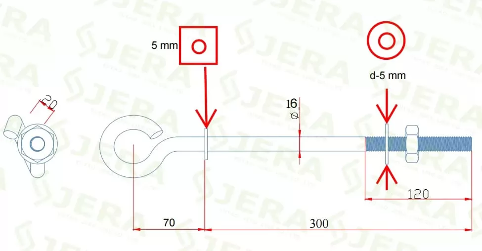 Pigtail Bolt Dimensions