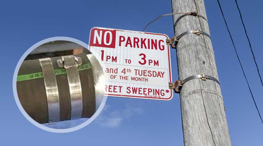 Why should we use stainless steel bands and buckles for low voltage overhead lines?